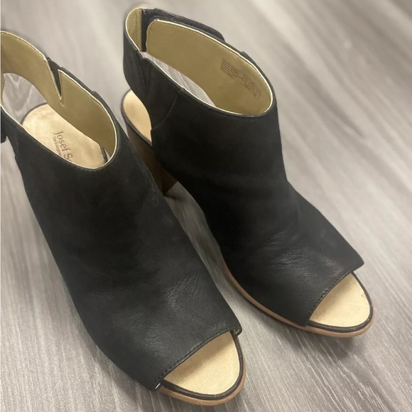 Josef Seibel Bonnie 09 Peep Toe Heels Women’s Leather Black Booties Boots Sz 41 - Picture 10 of 16